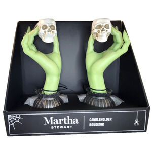 MARTHA STEWART Halloween Witch Hand Taper Candle Holders NIB